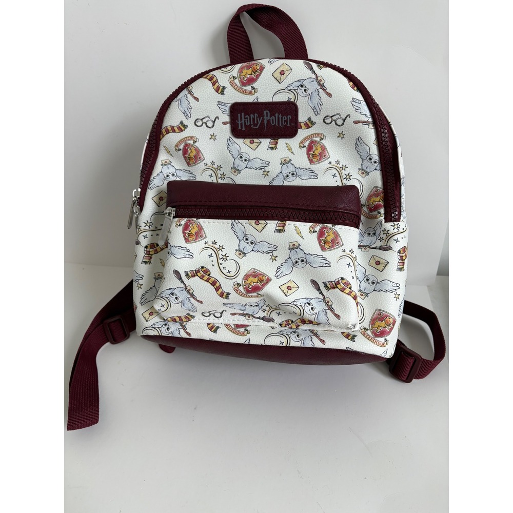 Harry Potter Mini Backpack Gryffindor Hedwig Owl White Burgundy Unused Clean - Picture 1 of 10